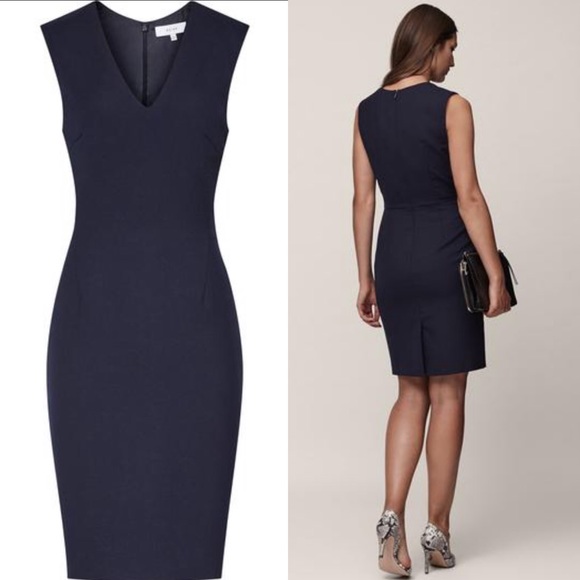 REISS Faulkner V-Neck Wool Blend Dress - Picture 4 of 9